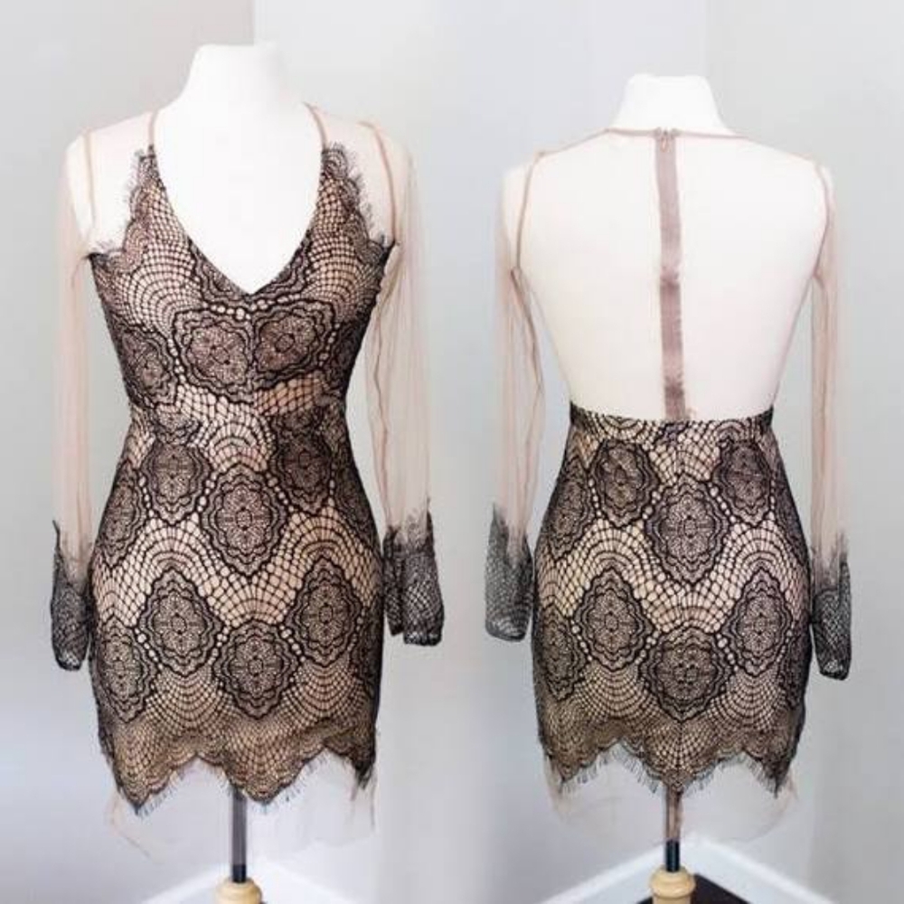 Black lace cocktail dress